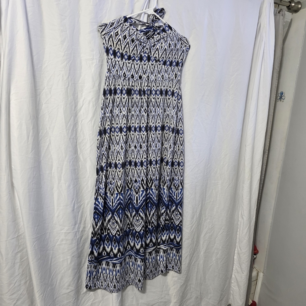 George Blue/White/Black Full Lenght Sundress.  Size Medium